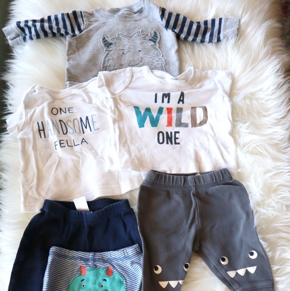 Baby boy 0-3 months Clothing Bundle Monster Theme